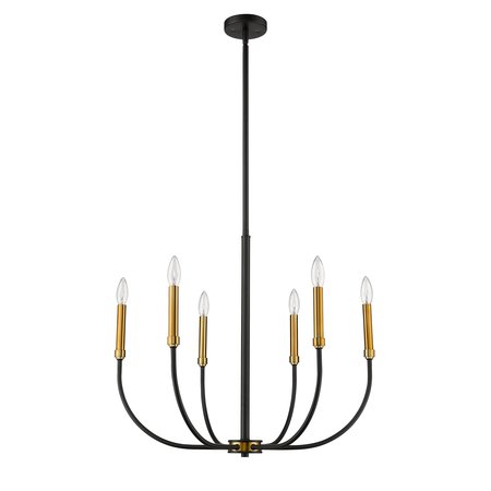 Z-Lite Haylie 6 Light Chandelier, Matte Black & Olde Brass 479-6MB-OBR